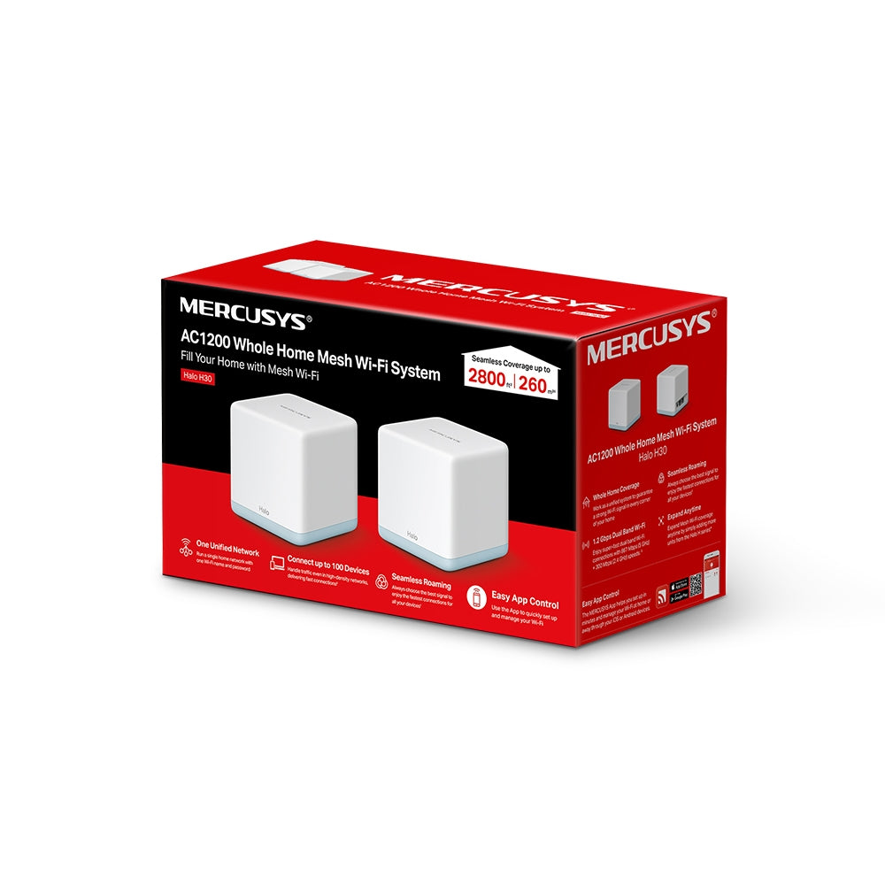 Mercusys Halo H30 AC1200 Whole Home Mesh Wi-Fi System - 2 Pack