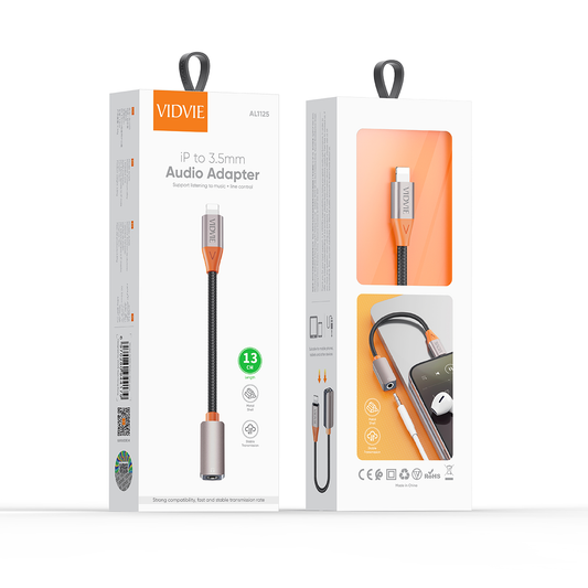 VIDVIE Lightning to Headphone Jack Adapter for iPhone - 13cm