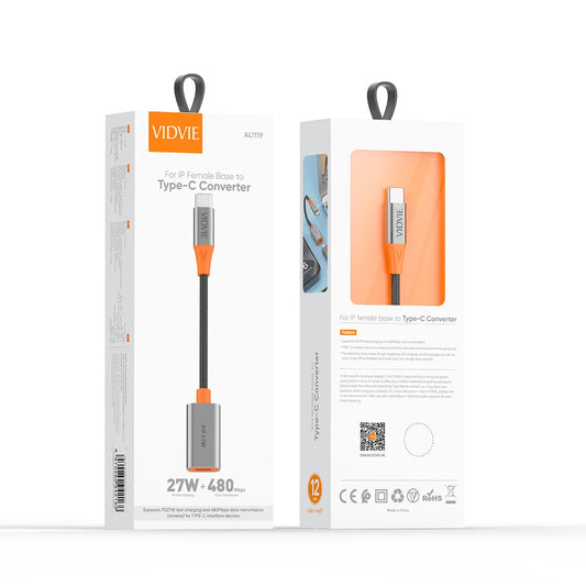 VIDVIE Type-C Male to Lightning Female Charging & Data Cable - 12cm