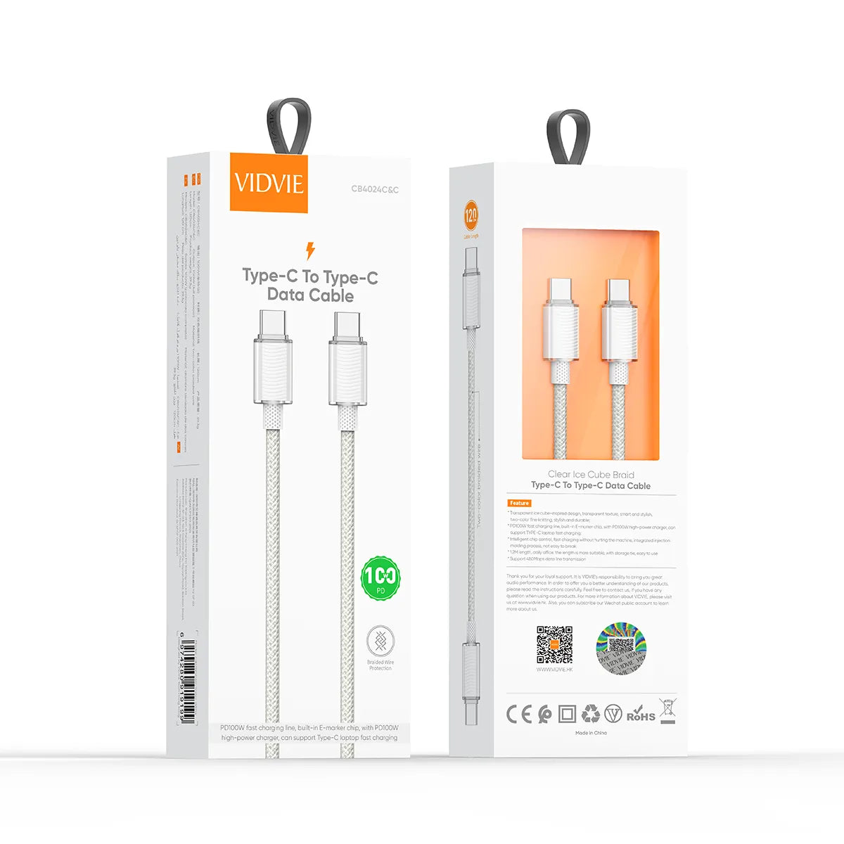 VIDVIE CB4024C&C PD 100W Fast Charging Type-C Cable - 1.2m