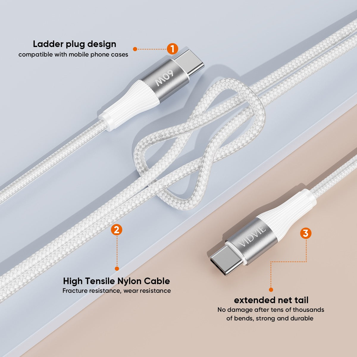 VIDVIE CB4038C&C 60W Fast Charging Cable