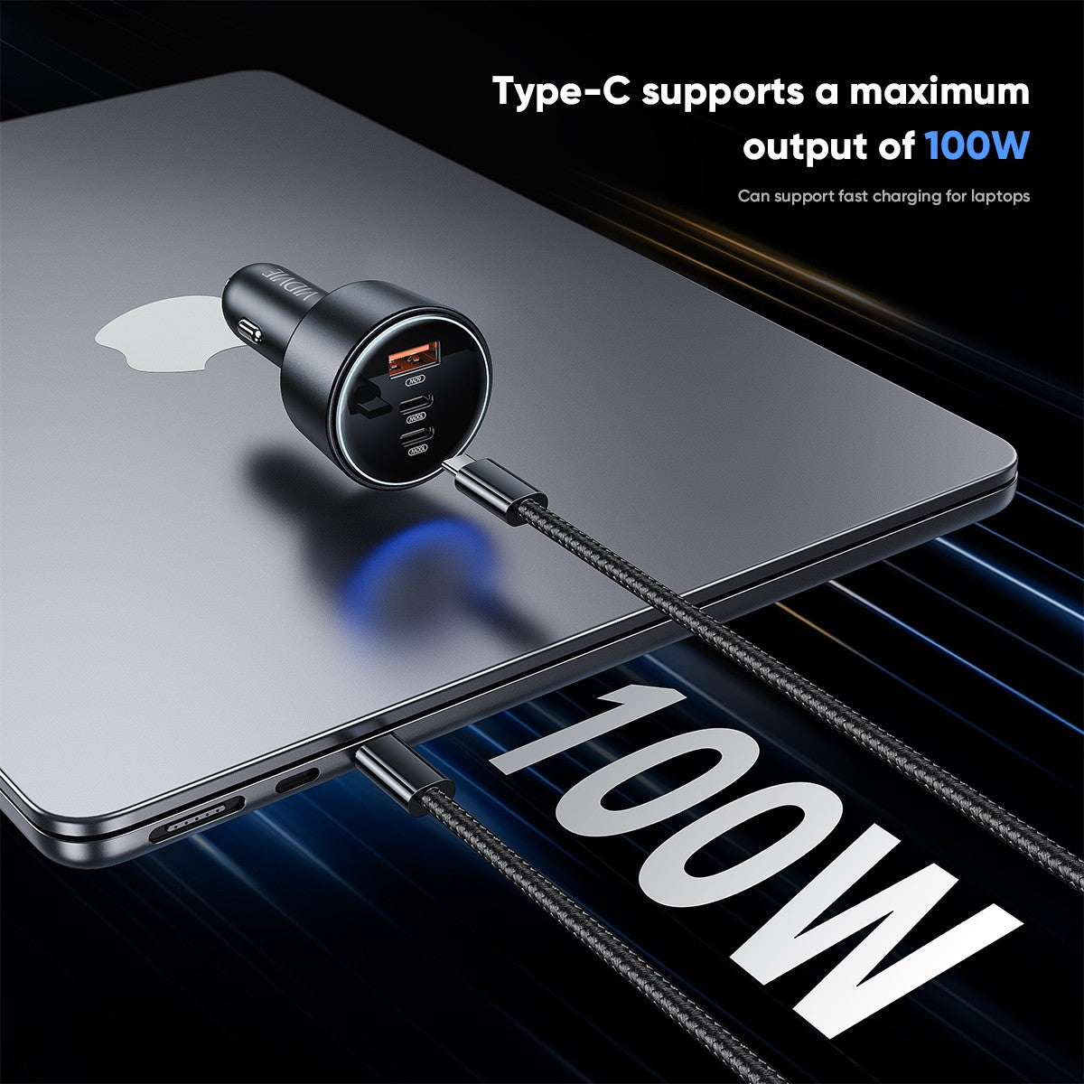 VIDVIE CC538 100W Super Fast Charging Car Charger with Type C cable