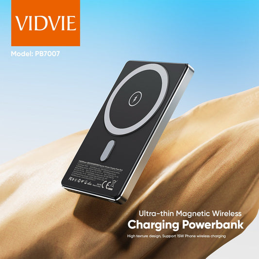 VIDVIE 5000mAh Ultra-thin Magnetic Wireless Charging Power Bank