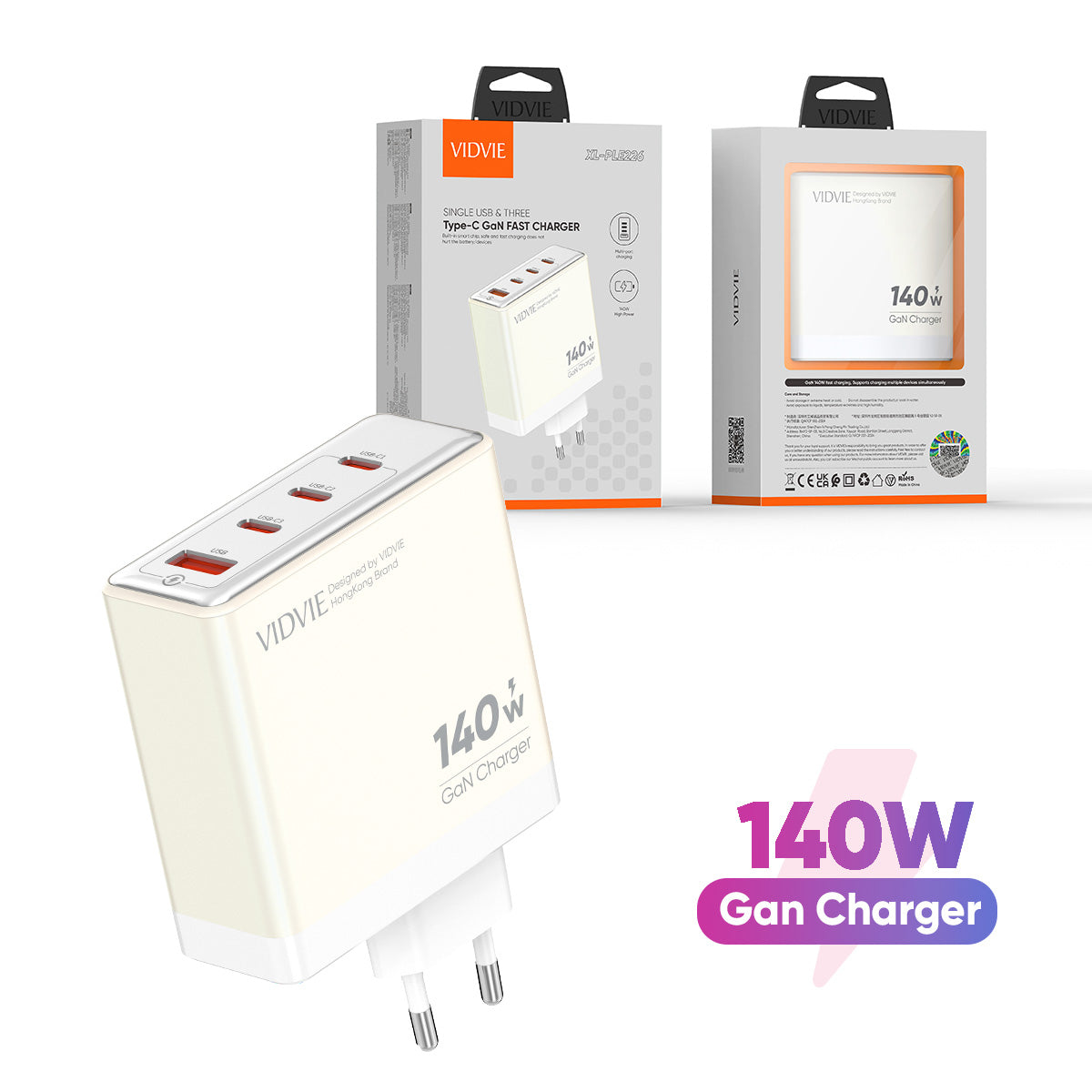 VIDVIE XL-PLE226 140W Super Fast GaN Charger