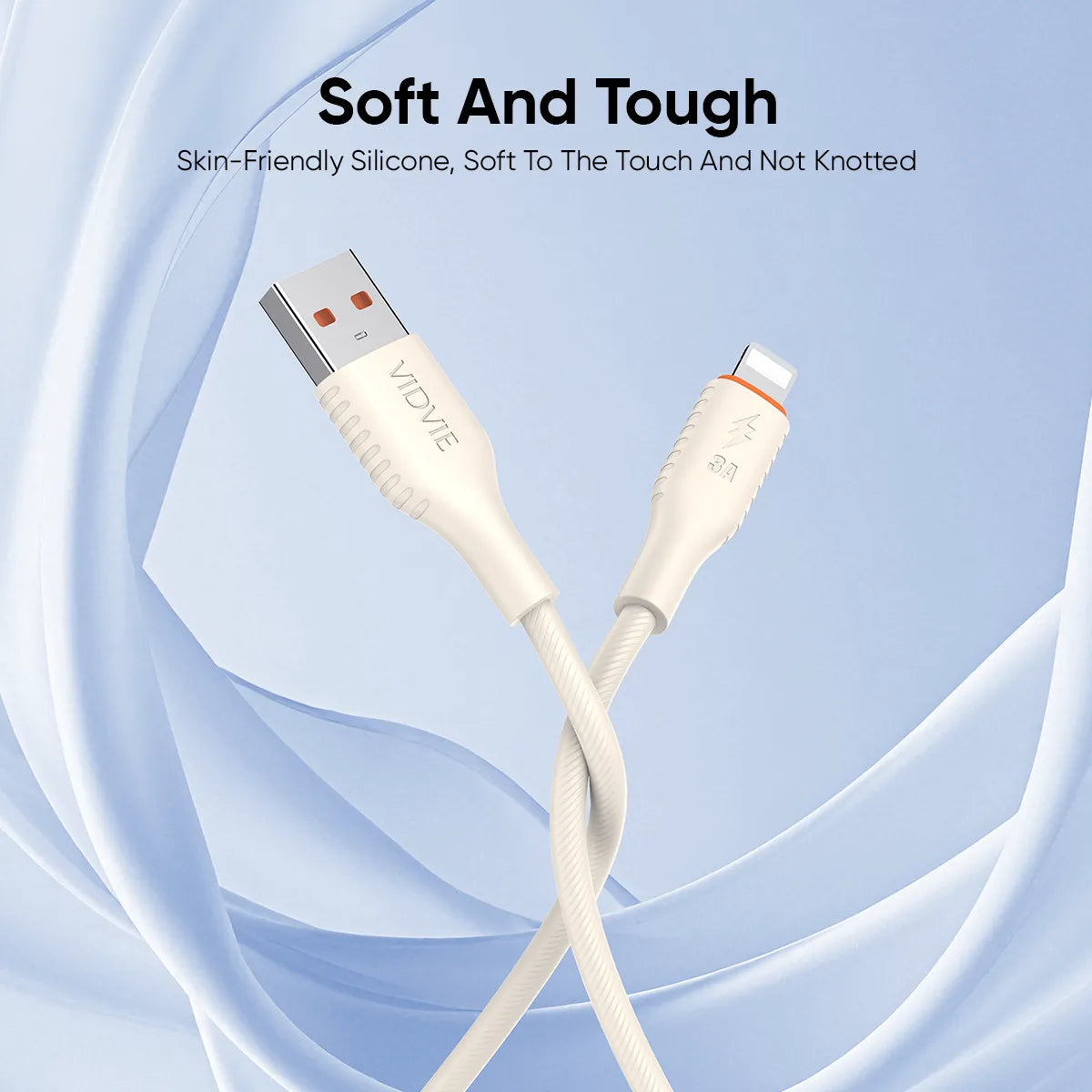 VIDVIE CB4050T Silicone USB to Lightning Charge & Data Cable