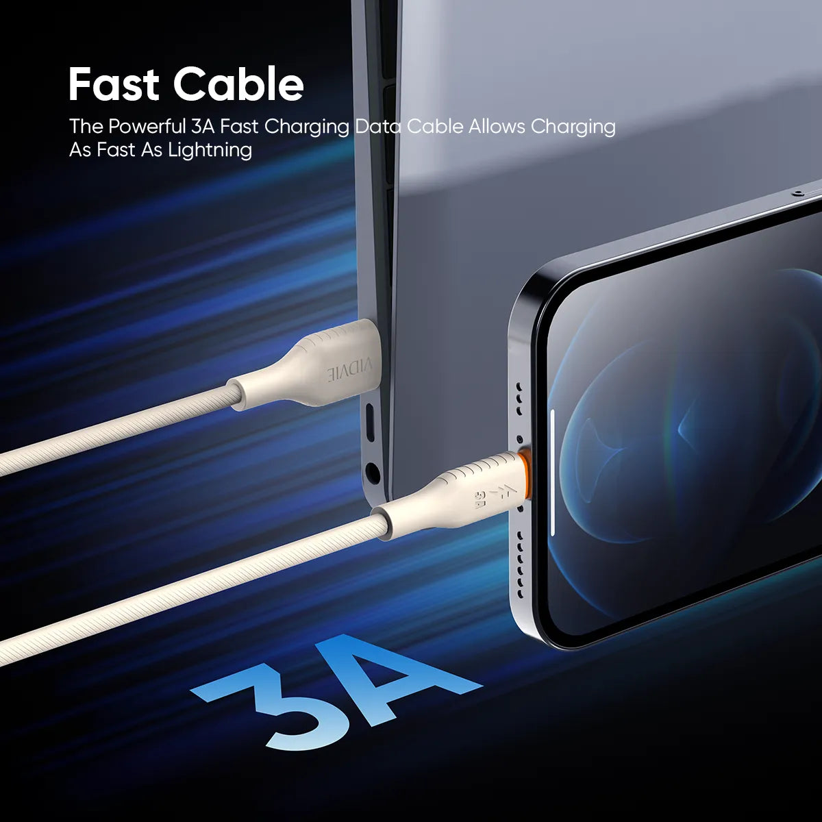 VIDVIE CB4050T Silicone USB to Lightning Charge & Data Cable