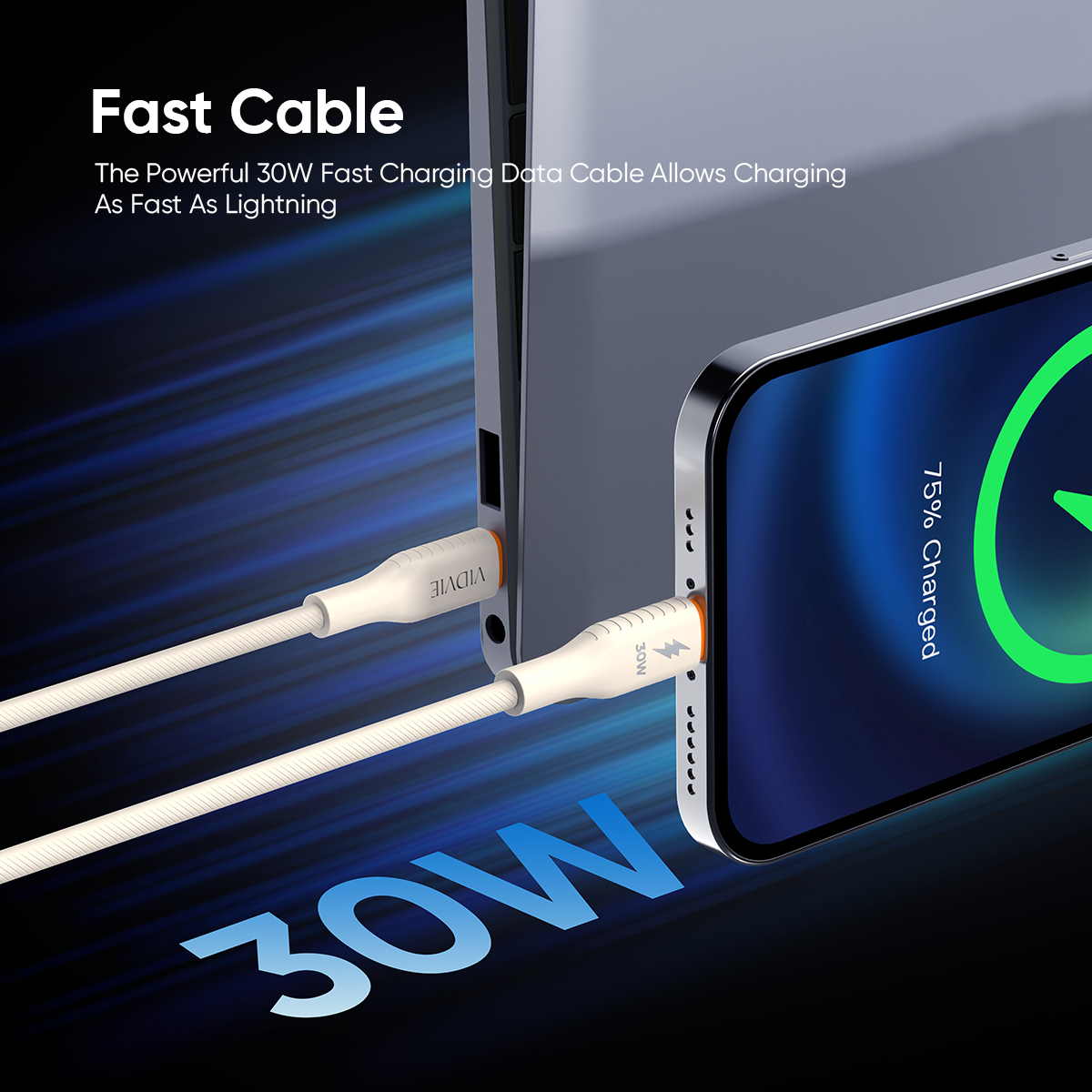 VIDVIE CB4050C&i Type-C to iPhone 30W Data Cable - 1m