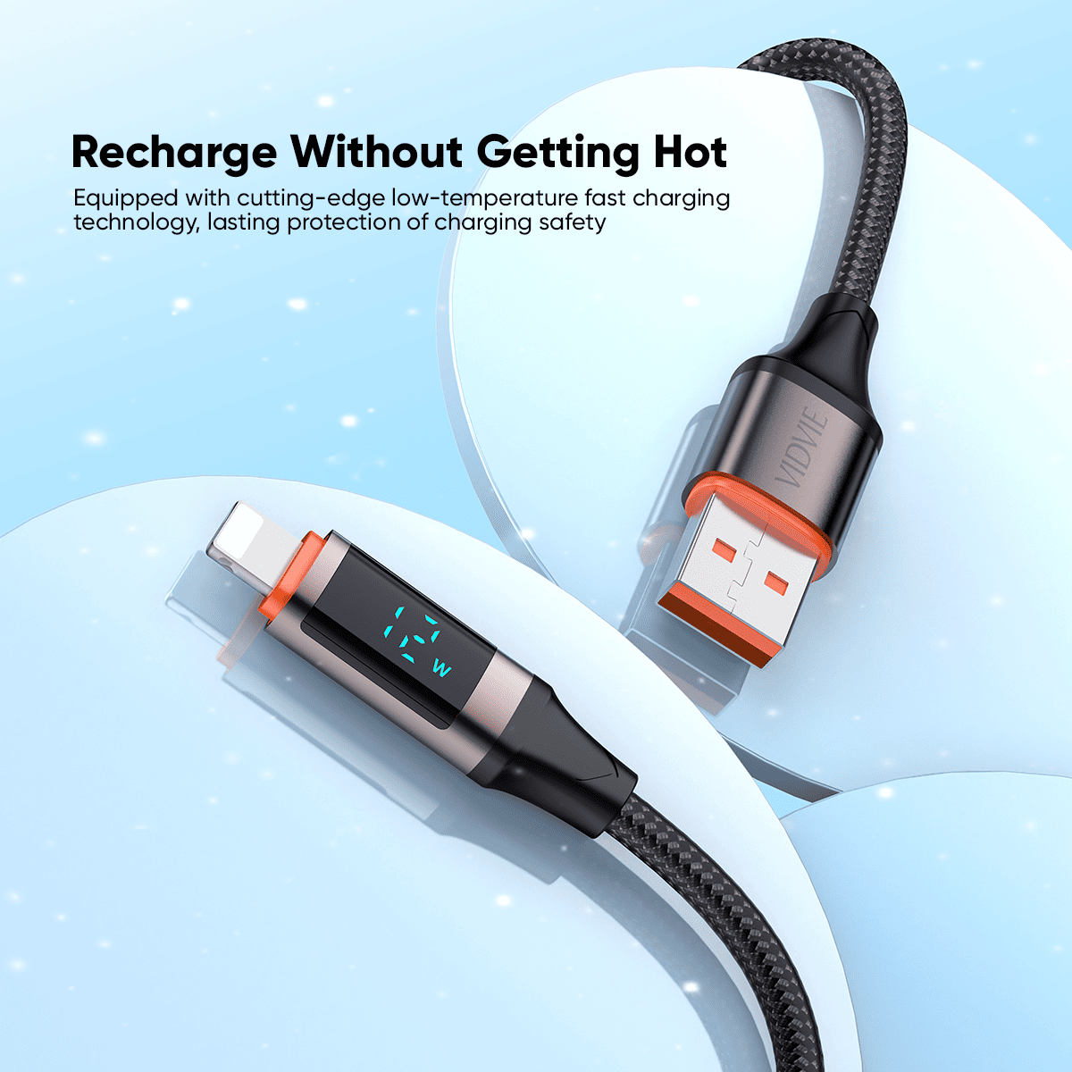 Vidvie CB4036i USB to Iphone 30W Cable, 1.2M Black