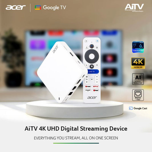 Acer AiTV 4K UHD Google TV Streaming Box - 2GB RAM, 32GB Storage