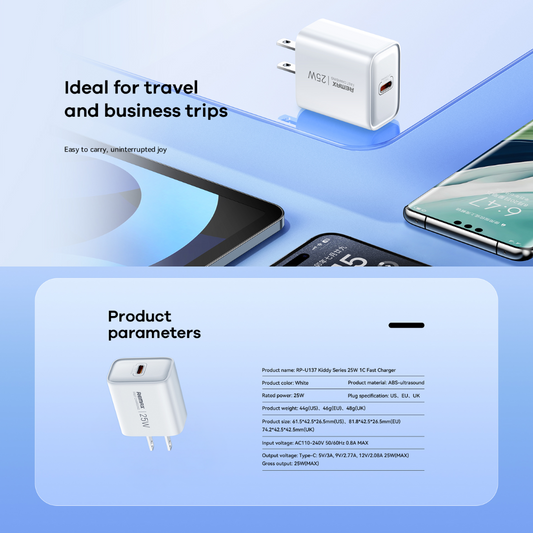 REMAX RP-U137 EU 25W Power Adapter – Compact & Efficient