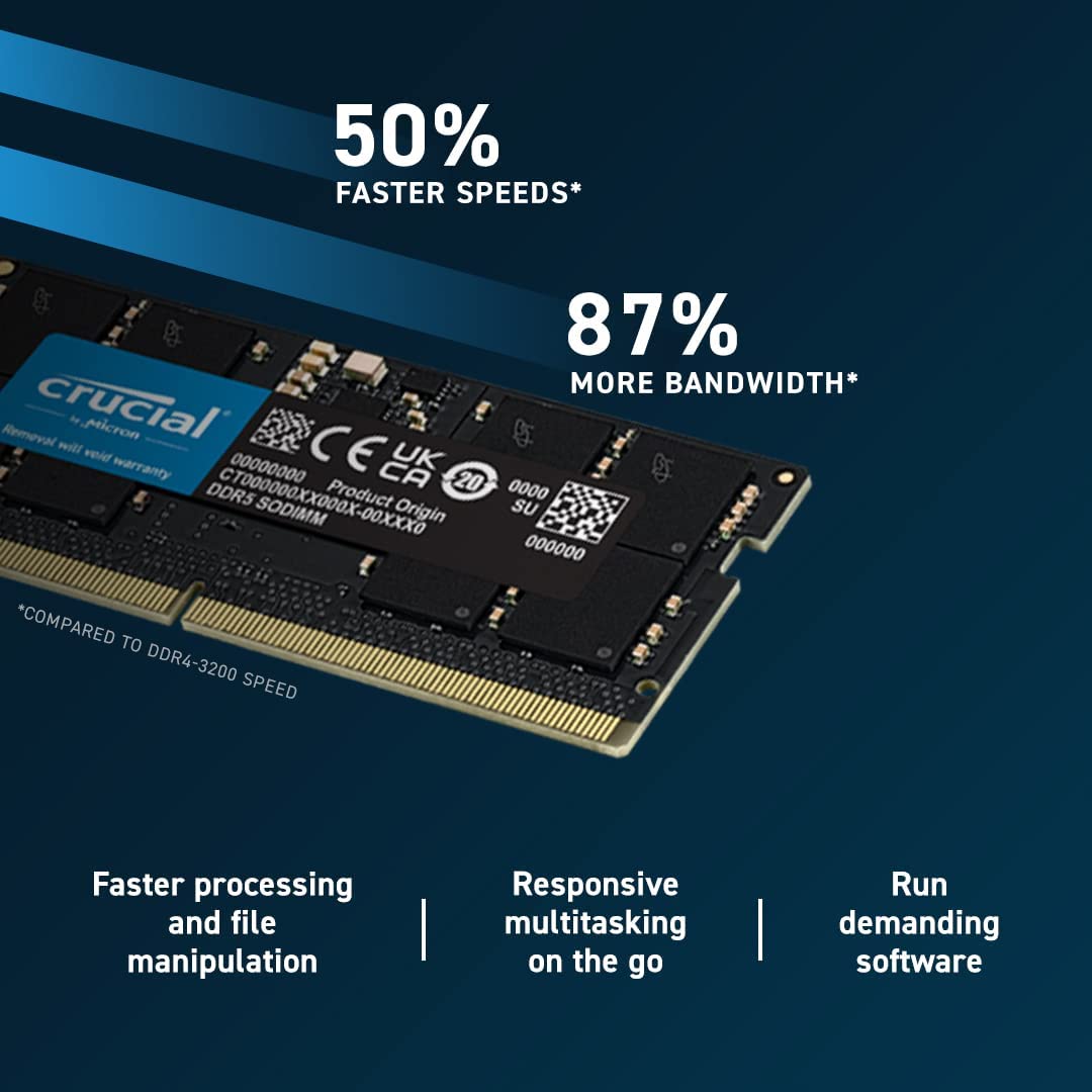 Crucial 8GB 4800MHz DDR5 SODIMM Notebook Memory