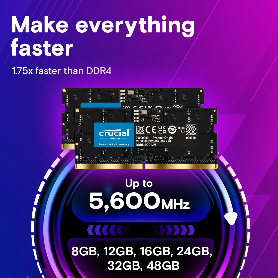 Crucial 8GB 4800MHz DDR5 SODIMM Notebook Memory