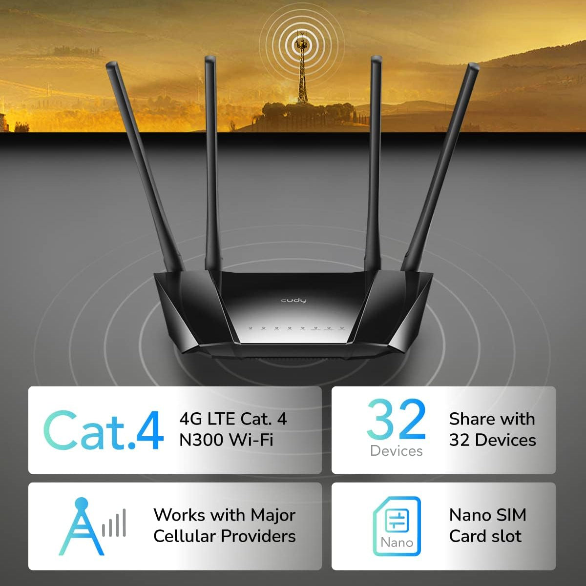 Cudy LT400 4G LTE N300 300Mbps Wi-Fi Router