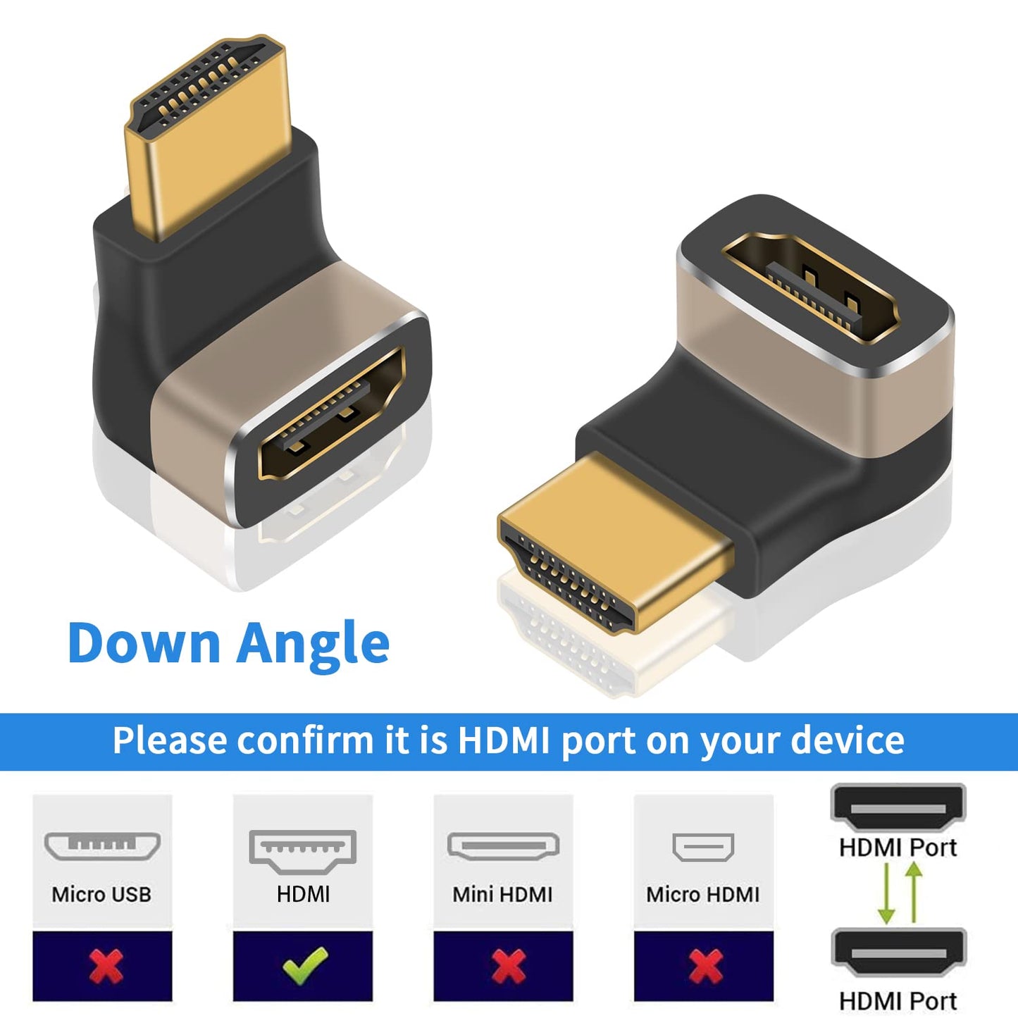 Right Angled Gold Plated HDMI Male to Female Adapter
