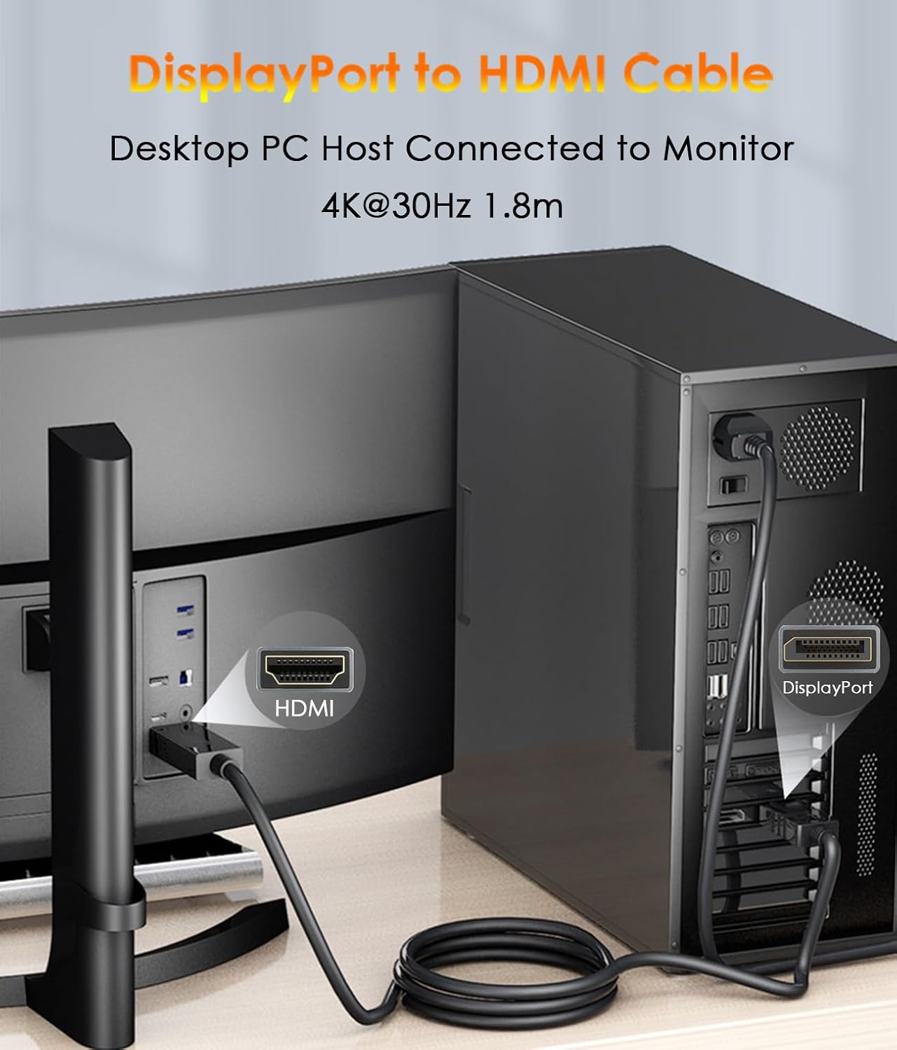 Pollen Display Port (DP) To HDMI Cable Black - 1.8m
