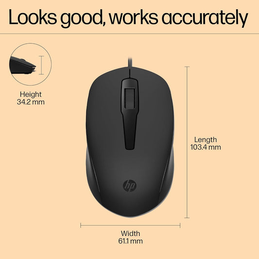 HP 150 Wired Optical Mouse Black