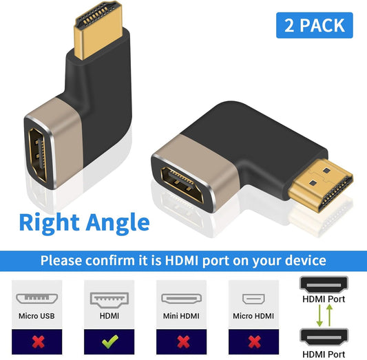 Right Angle 8K Male to Female HDMI Adapter
