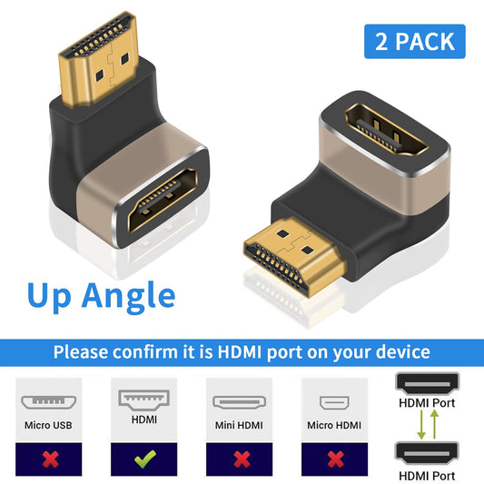 Up Angle 8K HDMI 2.1 Male to Female Adapter L270'