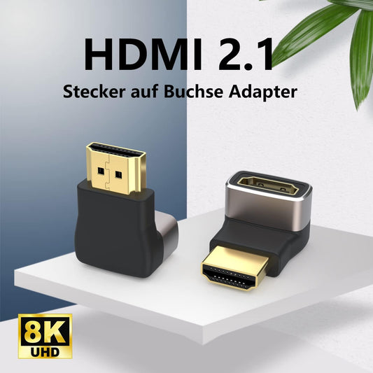 Right Angled Gold Plated HDMI Male to Female Adapter