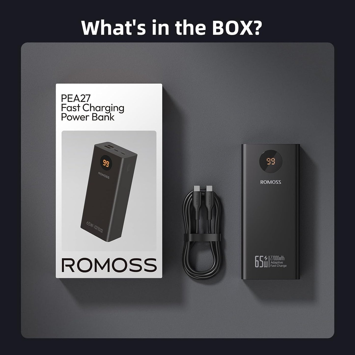 Romoss PEA27S Pro 27000mAh 65W Fast Charge Power Bank – Black