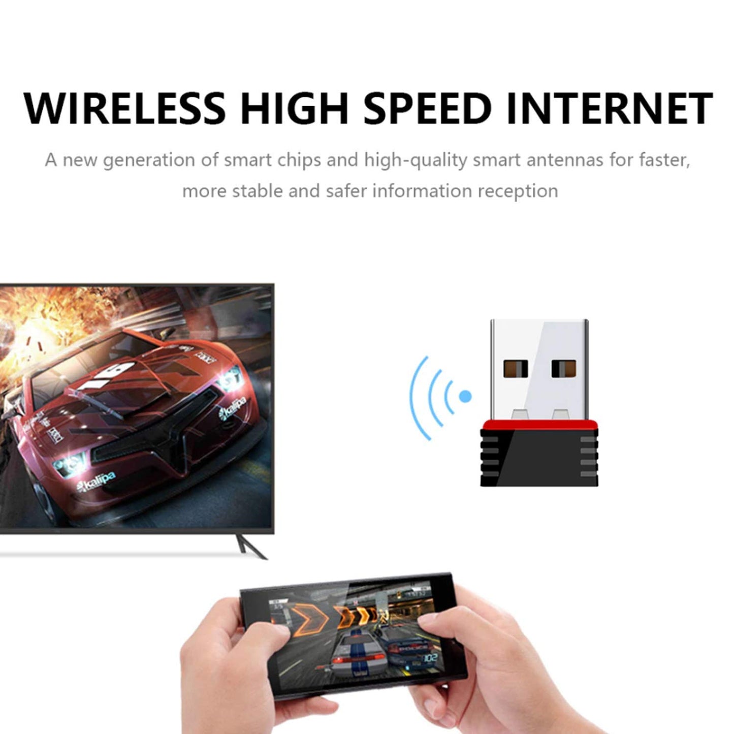 USB 2.0 Wireless 802.11N 300MBPS WiFi Adapter for PC, Laptop, Desktop