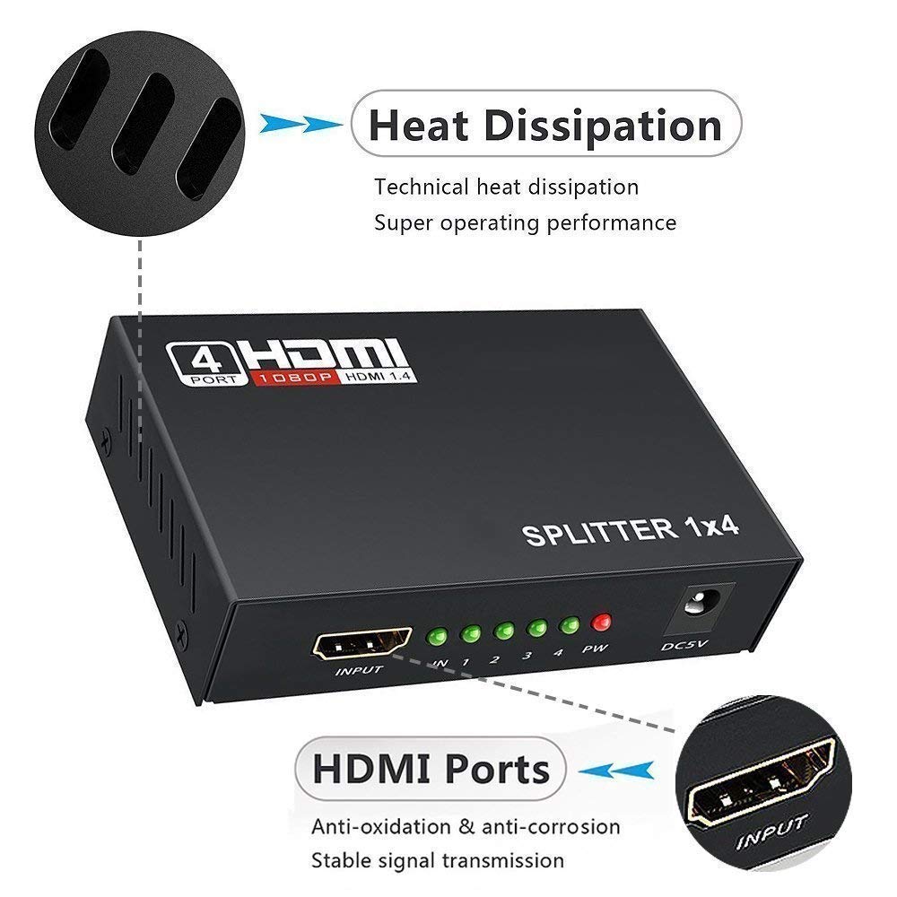 1x4 HDMI Splitter (HDMI input to 4 HDMI output) Full HD 1080P