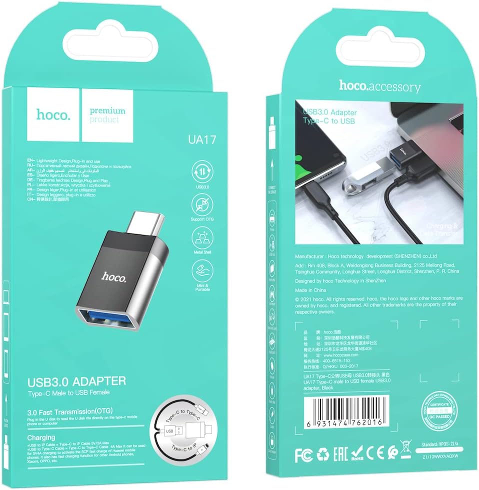 Hoco UA17 Type-C Male to 3.0 USB Female OTG Adapter