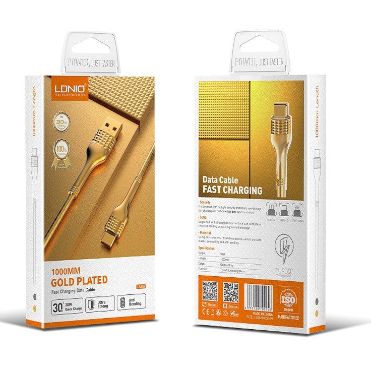 LDNIO LS651 30W Golden Fast Type-C Charging Data Cable