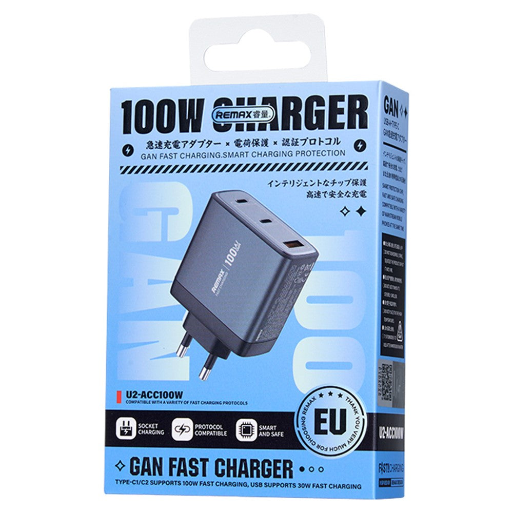 REMAX U2 100W GaN Fast Charging Adapter for Laptop / Tablet / Phone