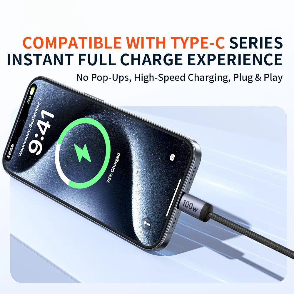 TRANYOO CC4 2m PD 100W Braided Fast Charging Cable for Phone & Laptop