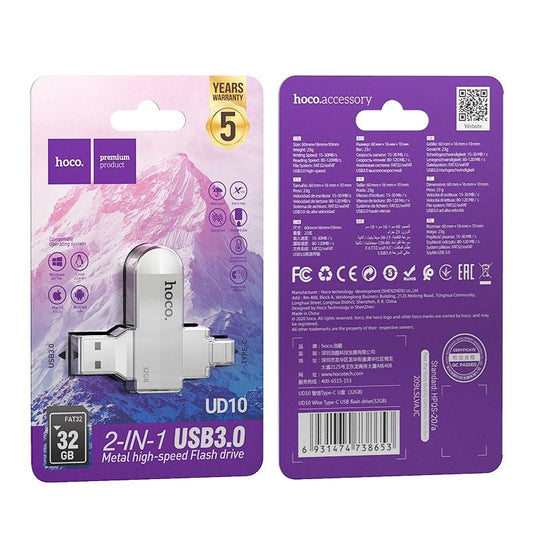 Hoco UD10 2-in1 OTG Flash Drive : TYPE-C + USB3.0 - 32GB