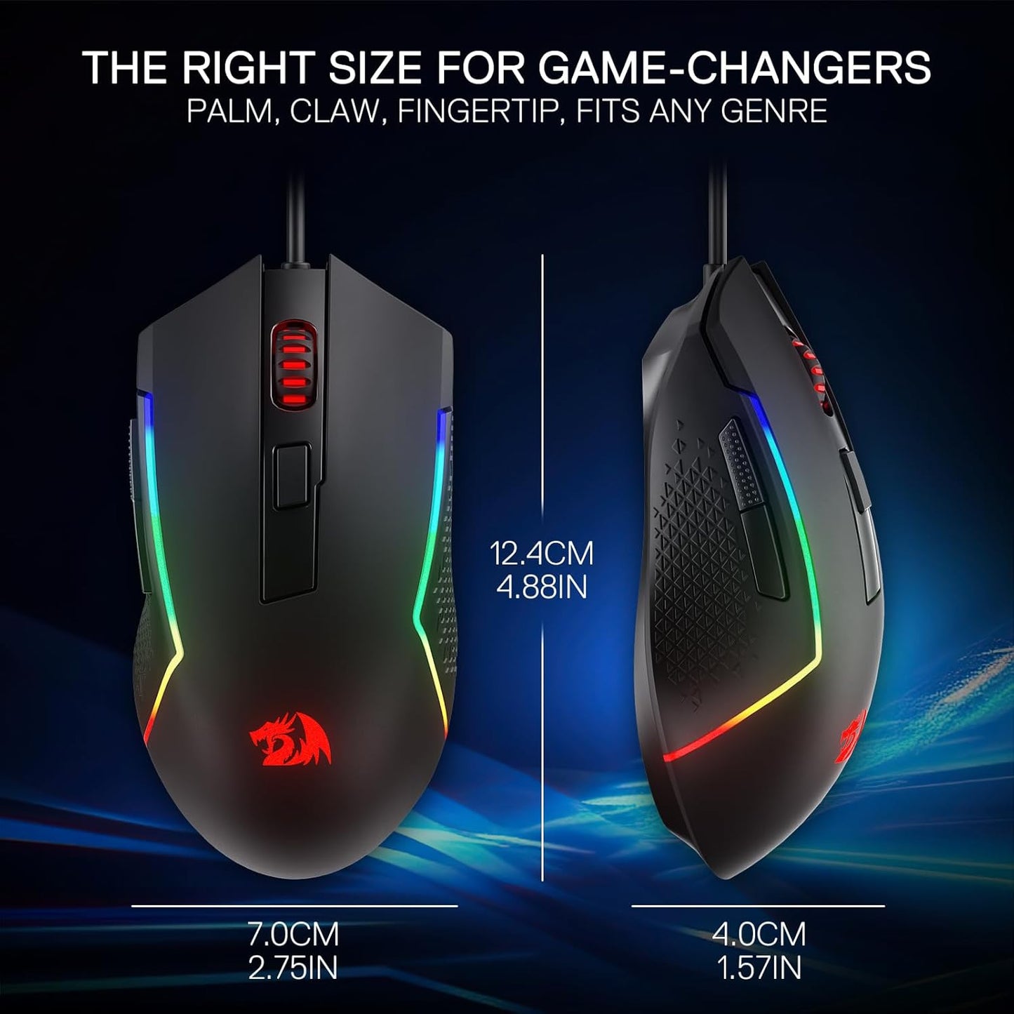 Redragon M616 TRIDENT 10000DPI RGB Gaming Mouse – Black