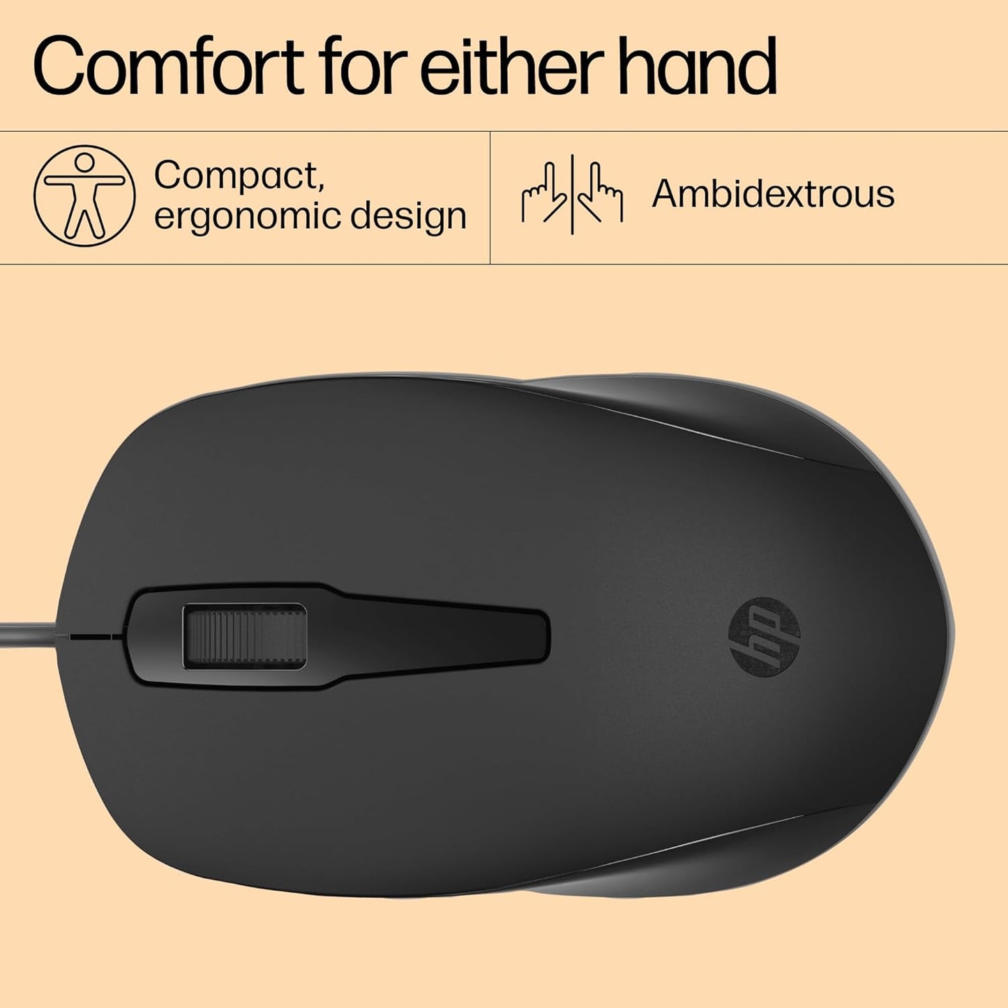 HP 150 Wired Optical Mouse Black