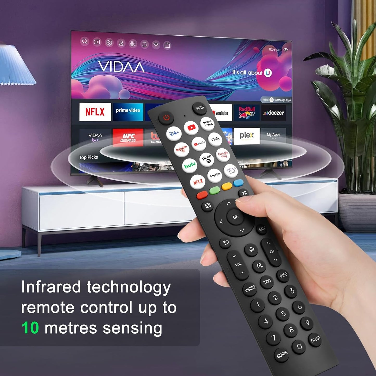 ERF2R36H Replacement Remote Control for Hisense 4K UHD Smart TV 55U7H 65U7H ERF2136H