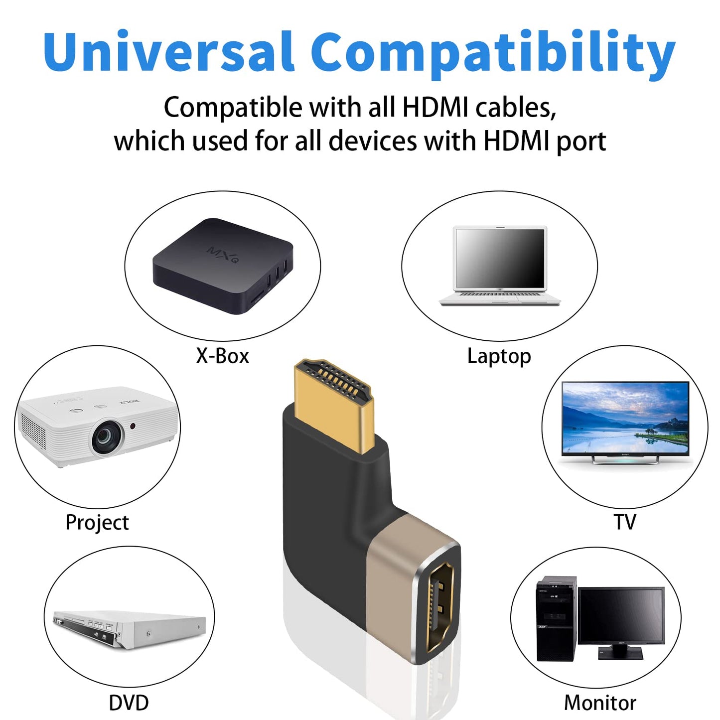 Left Angle 8K Male to Female HDMI Adapter