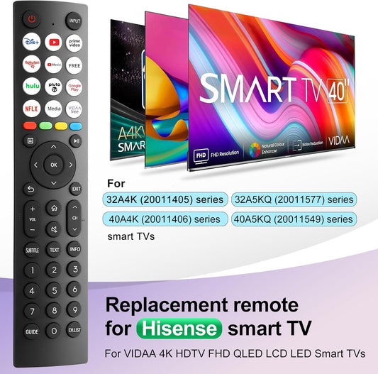 ERF2R36H Replacement Remote Control for Hisense 4K UHD Smart TV 55U7H 65U7H ERF2136H