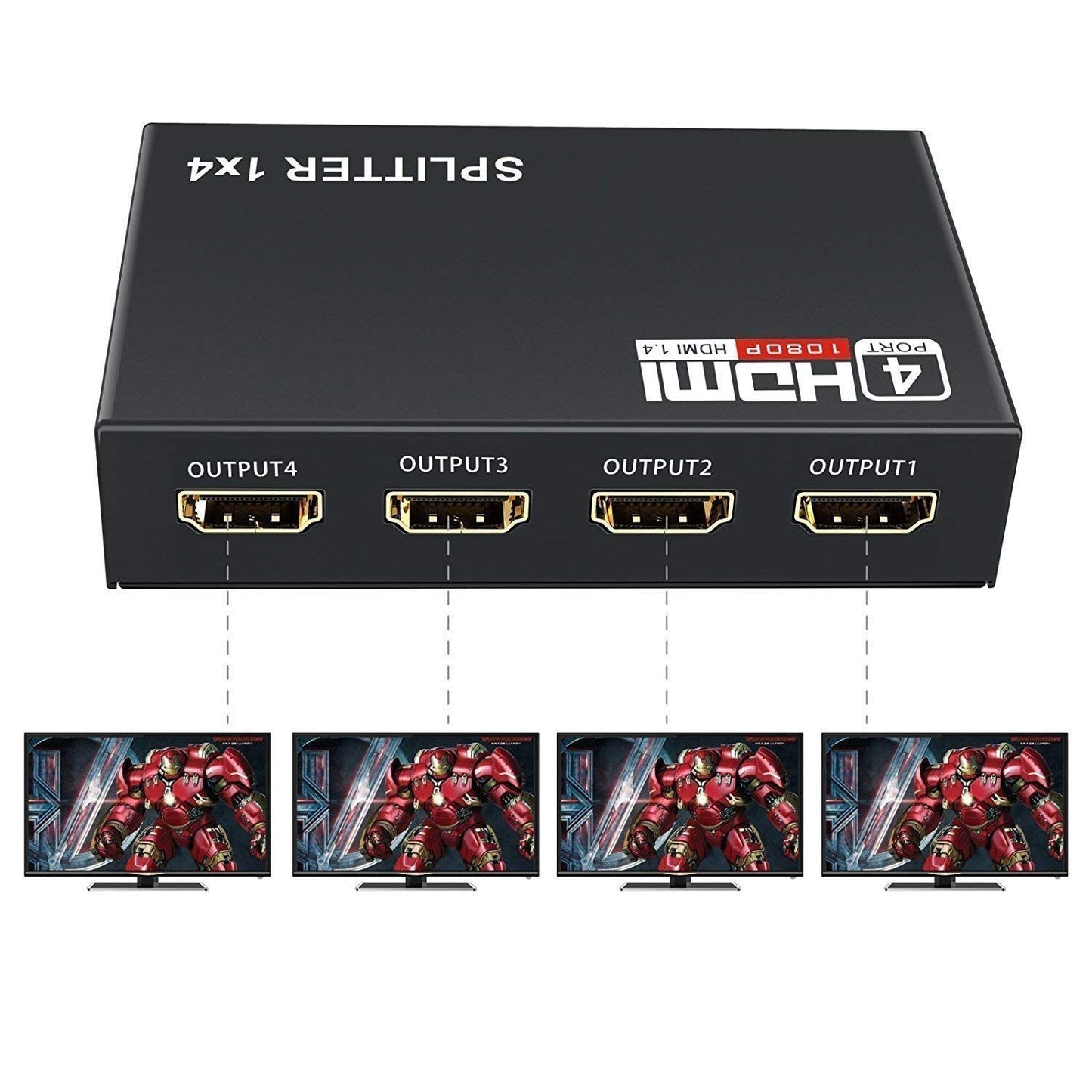 1x4 HDMI Splitter (HDMI input to 4 HDMI output) Full HD 1080P