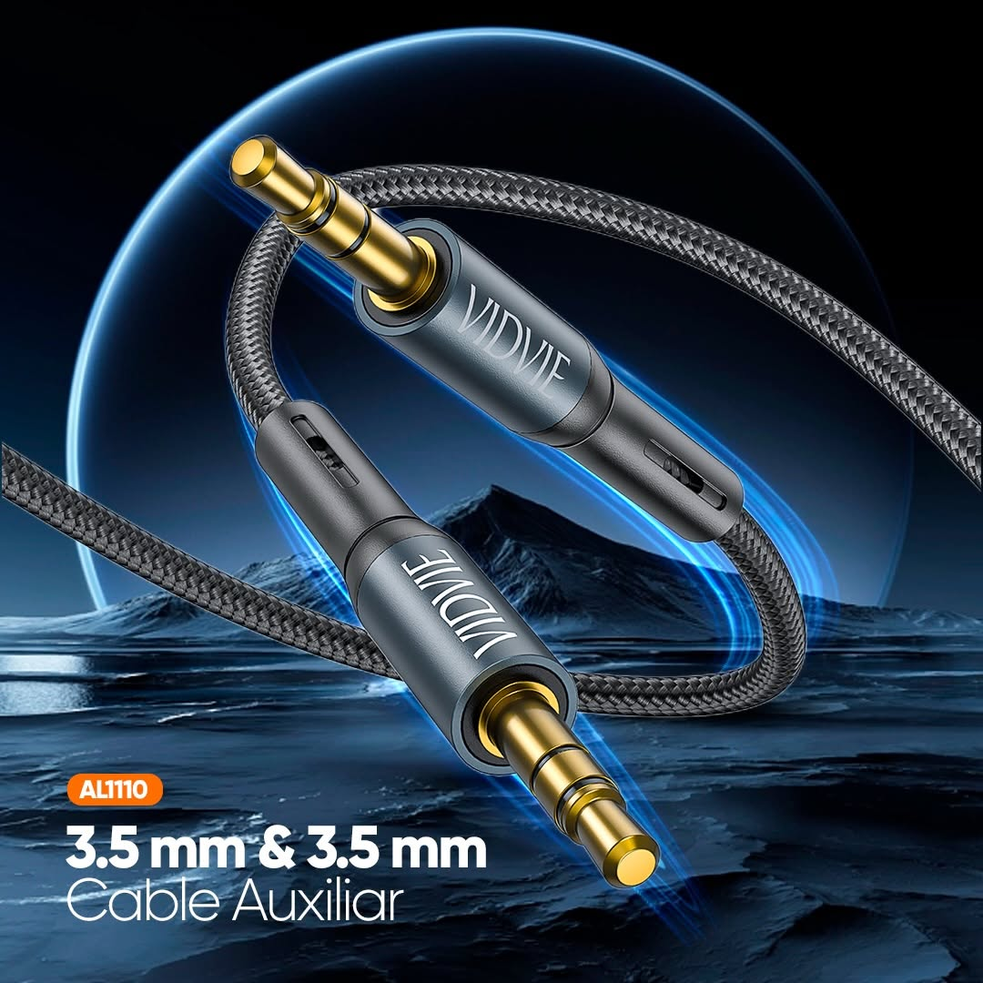 VIDVIE AL1110 3.5mm AUX Audio Cable - Braided Stereo Cable (1.8m)