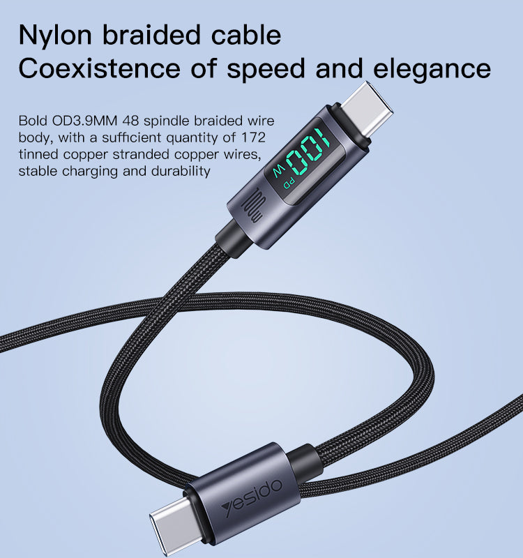 YESIDO CA158 USB Type-C Fast Charge & Data Cable 1.2 m - 100W