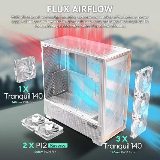 Antec FLUX PRO E-ATX Full Tower Gaming Chassis – White