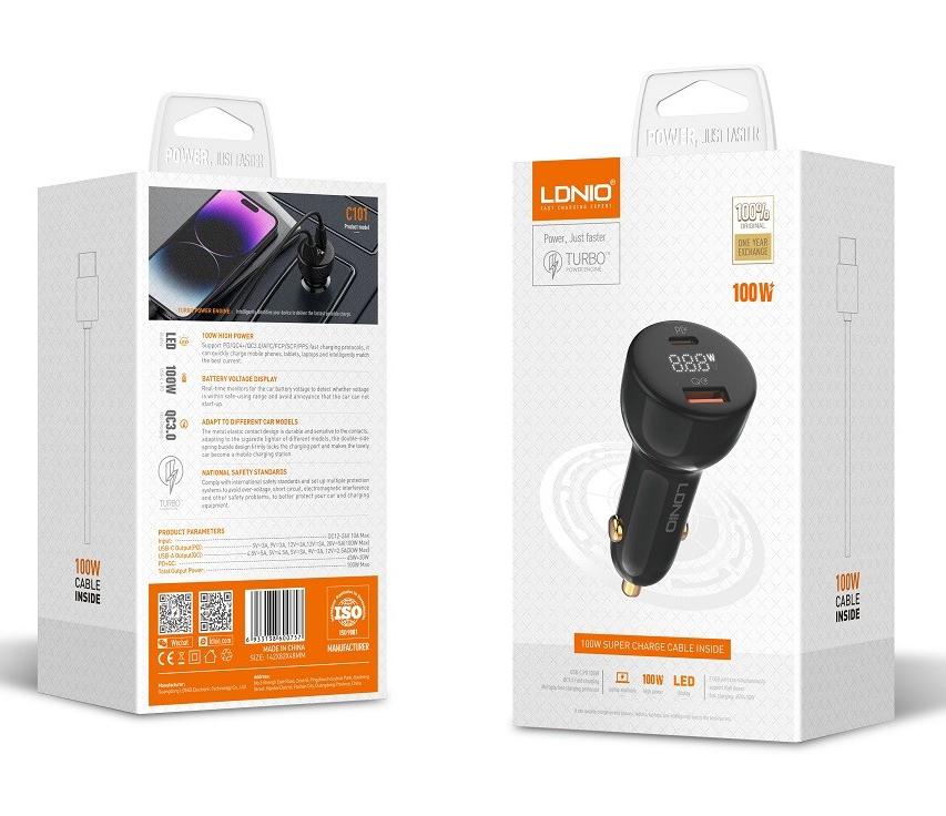 LDNIO C101 - 100W Dual USB Super Fast Car charger