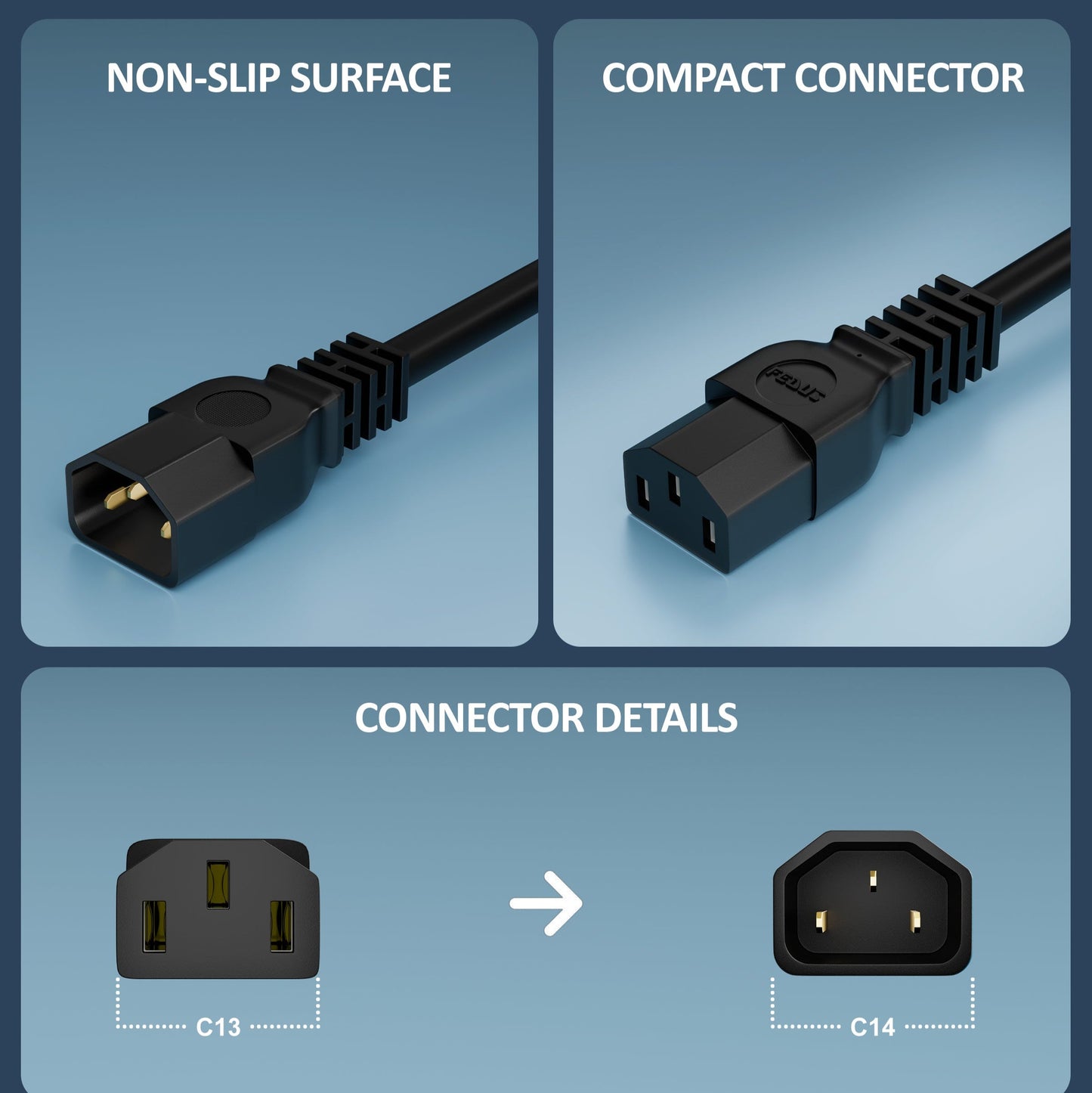 Pollen Heavy Duty IEC C14 to C13 Extension Cord
