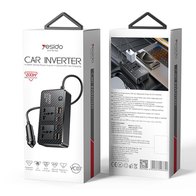 Yesido VC07 200W AC220V Multifunctional Car Inverter