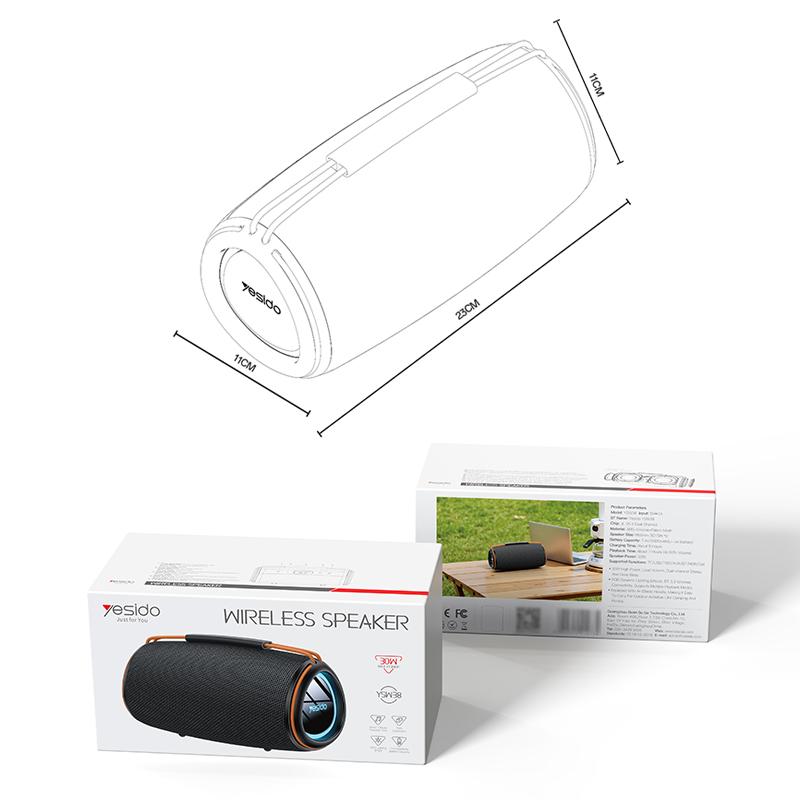 Yesido YSW38 30W Dual-Channel Stereo Outdoor Bluetooth Speaker(Black)