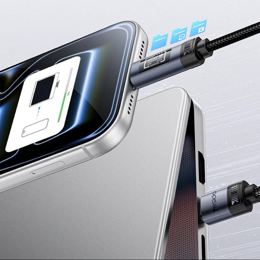 Yesido CA202 100W 5A Type-C to Type-C OLED Display Charging Data Cable - 1.2m