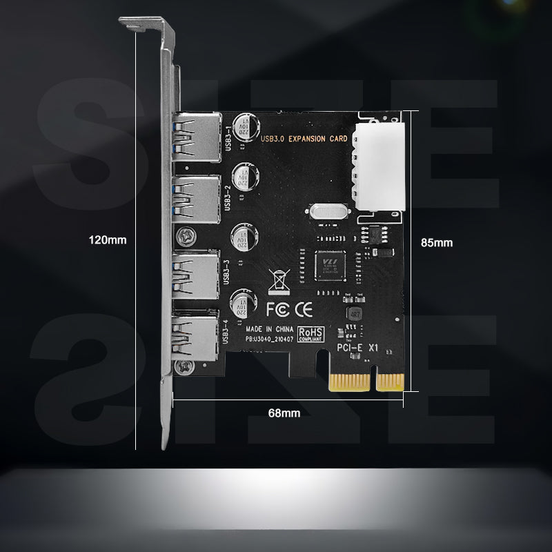 Pollen-Tech 4 Port USB 3.0 PCIe Expansion Card