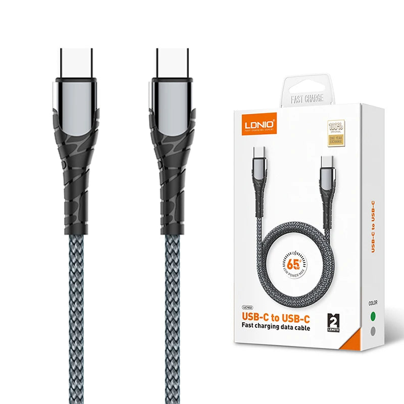 LDNIO LC102 65W Type-C Fast Charging Data Cable - 2M