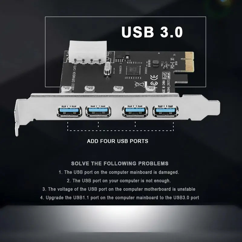 4 Port USB 3.0 PCI-e Expansion Card