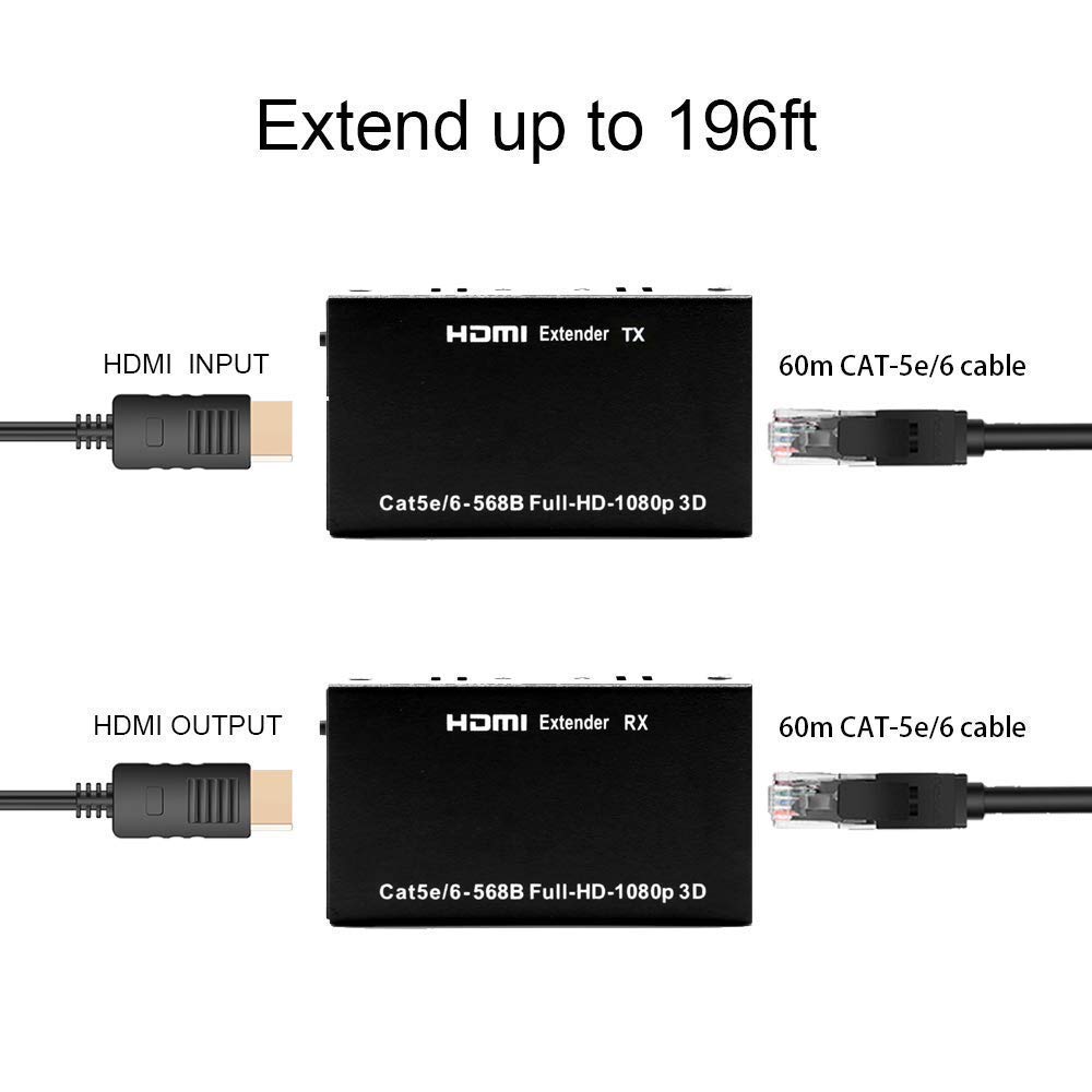 HDMI Extender 4K@60Hz Over Cat6 Up to 60 Meters