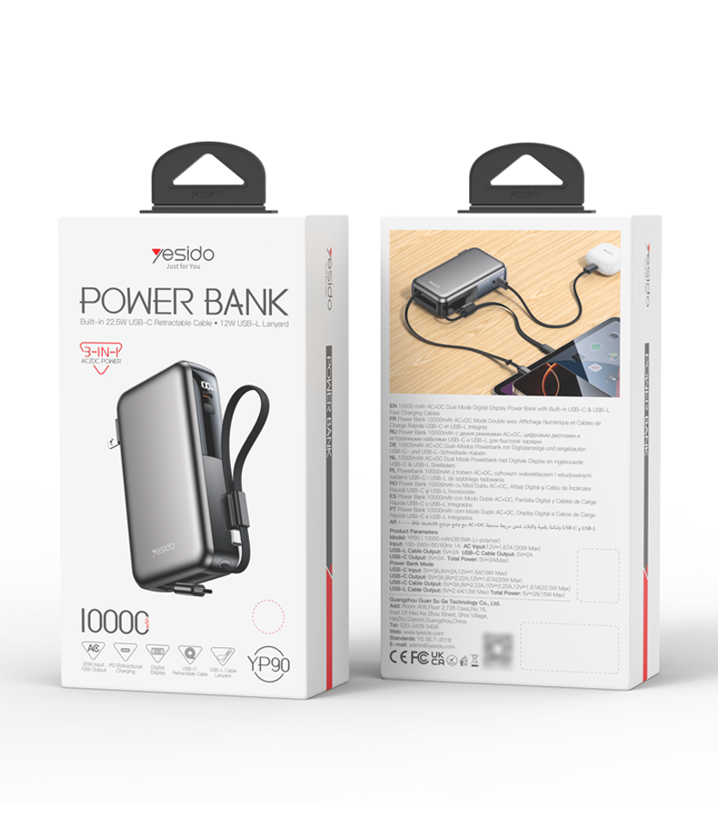 Yesido YP90 GaN Charger & 10000mAh 22.5W Fast Charging Power Bank